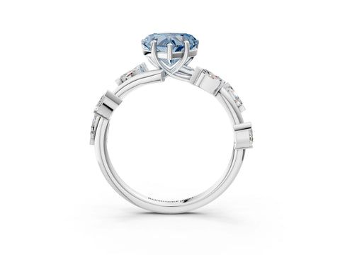White gold Fancy Blue Heart Cut Solitaire Twisted Band Marquise Accent Prong Setting Ring_3