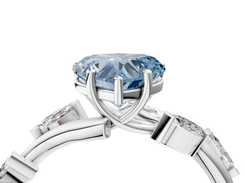 White gold Fancy Blue Heart Cut Solitaire Twisted Band Marquise Accent Prong Setting Ring_4