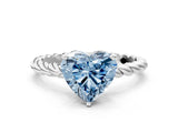 White gold Fancy Blue Heart  Cut Solitaire Twisted Band with Four-Prong Setting_96