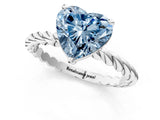 White gold Fancy Blue Heart  Cut Solitaire Twisted Band with Four-Prong Setting_97