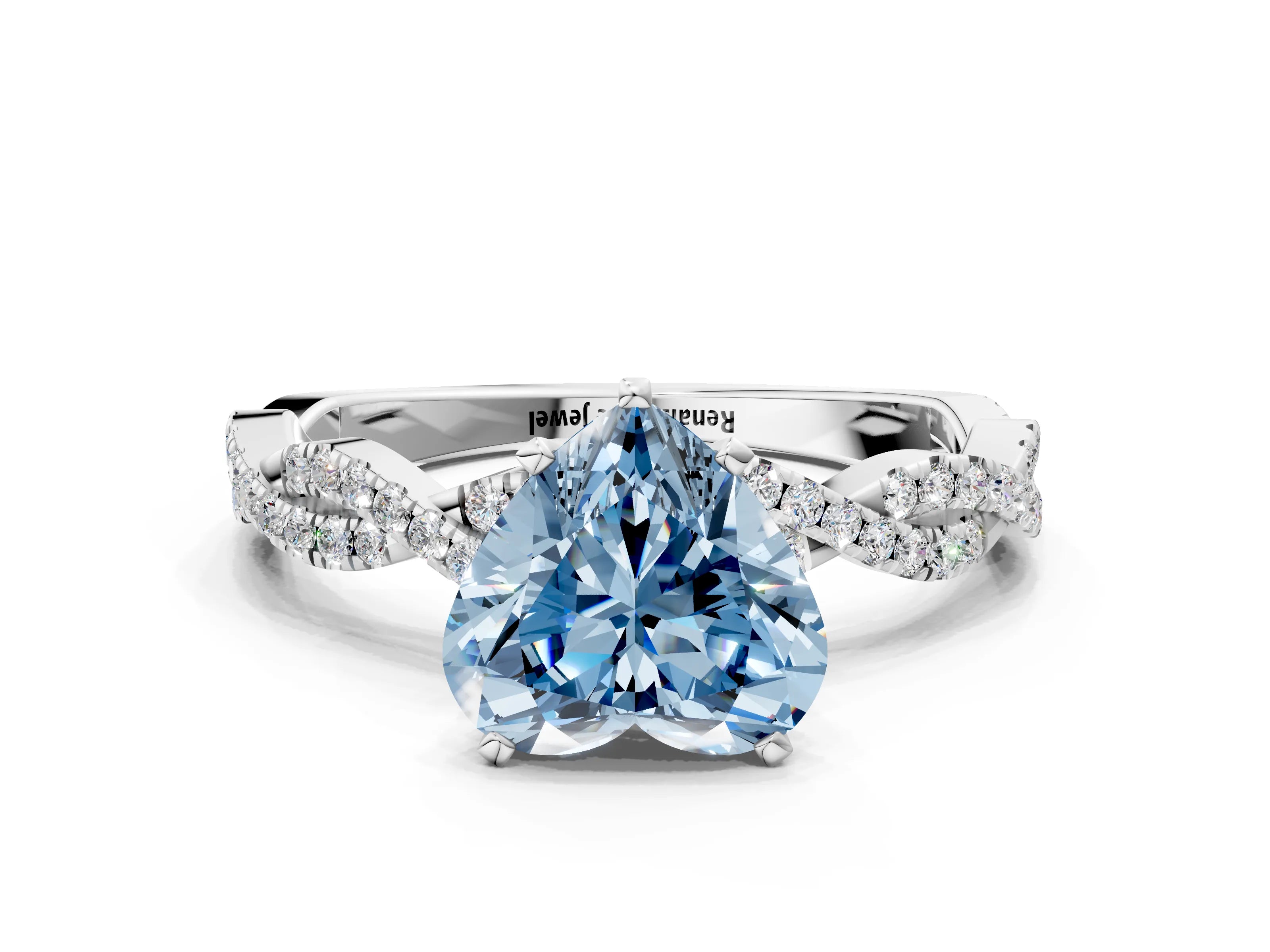 White gold Fancy Blue Heart Cut Solitaire Twisted Pave Band with Four-Prong Setting_15