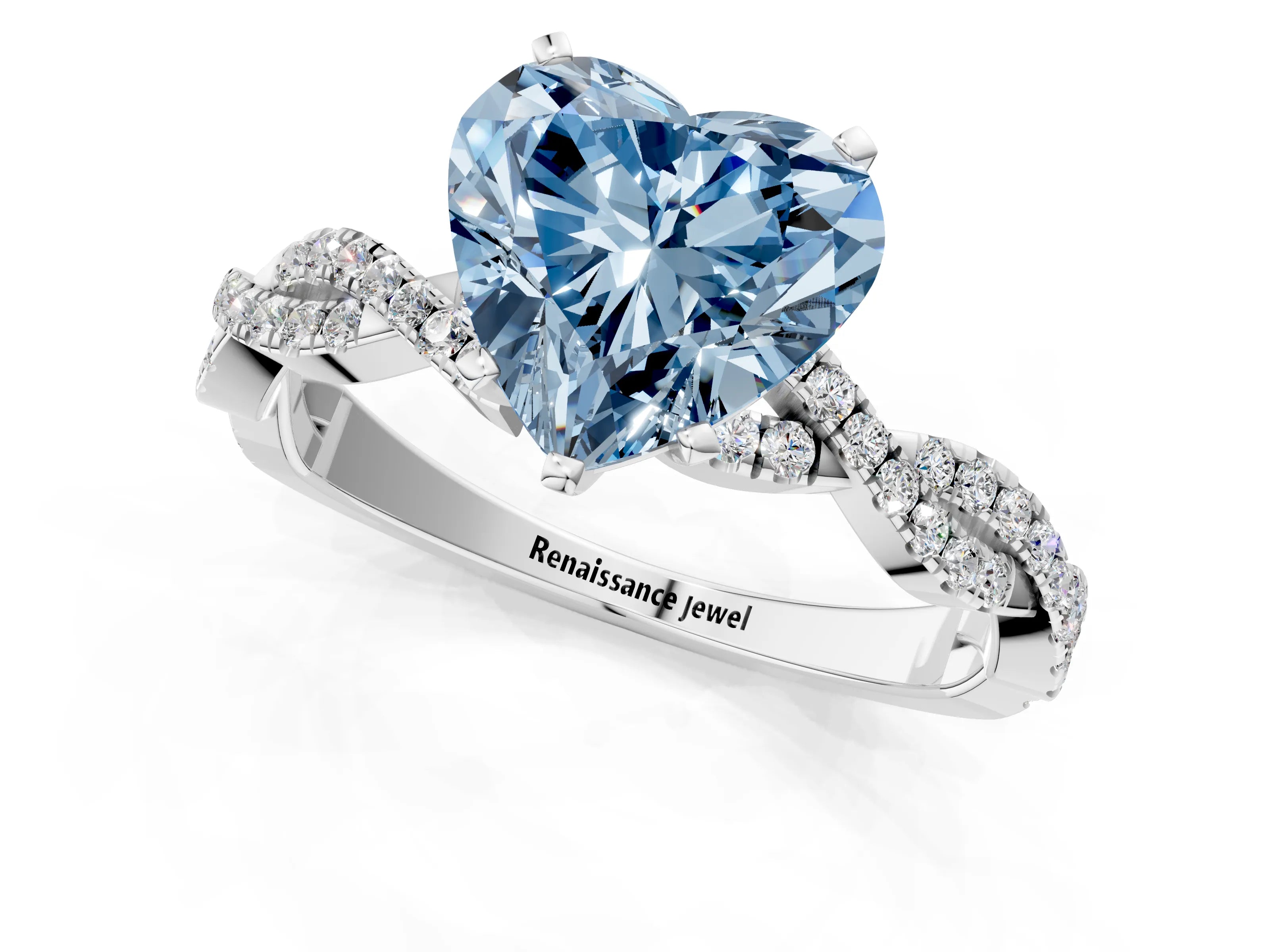 White gold Fancy Blue Heart Cut Solitaire Twisted Pave Band with Four-Prong Setting_16