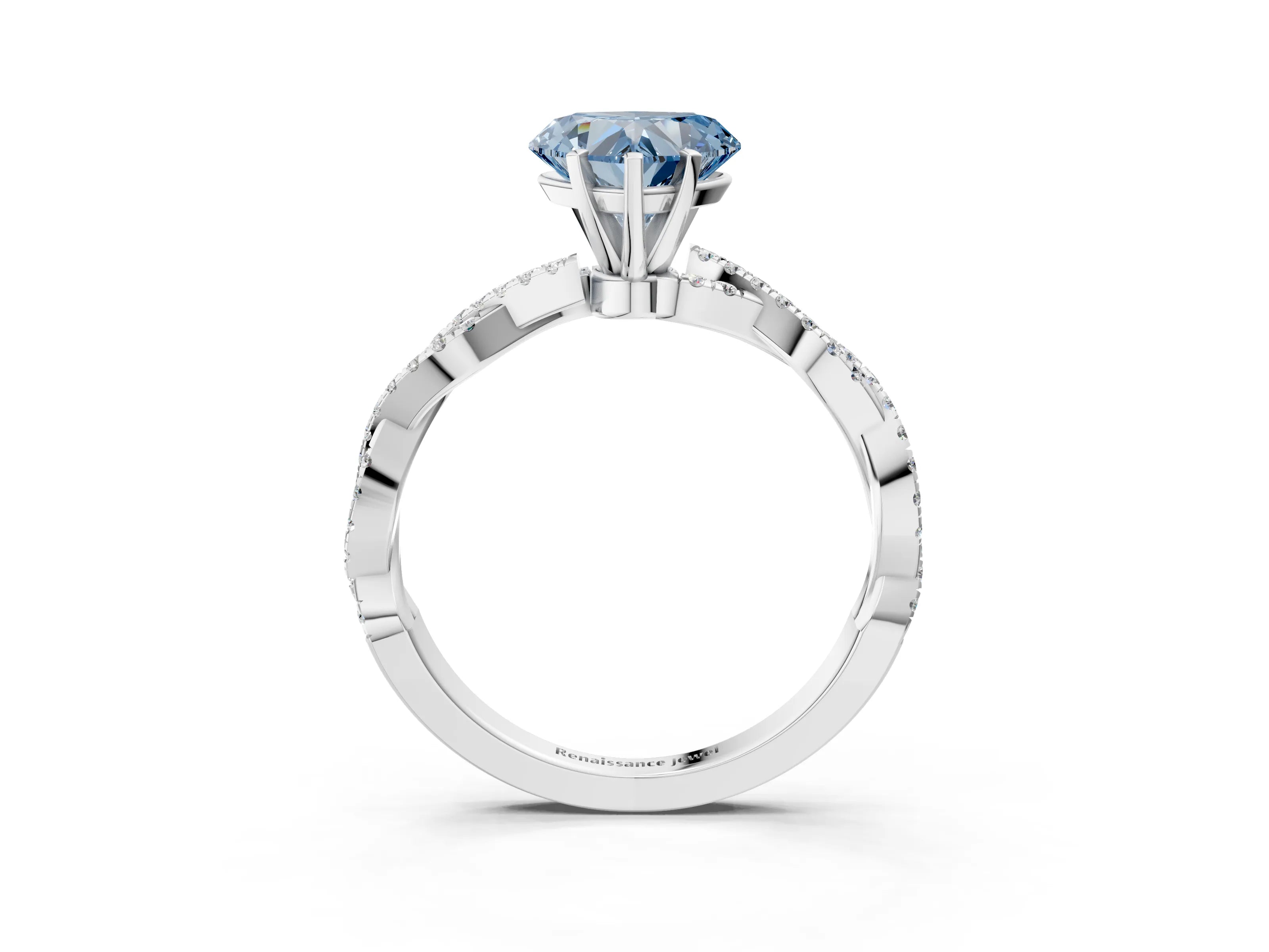 White gold Fancy Blue Heart Cut Solitaire Twisted Pave Band with Four-Prong Setting_18