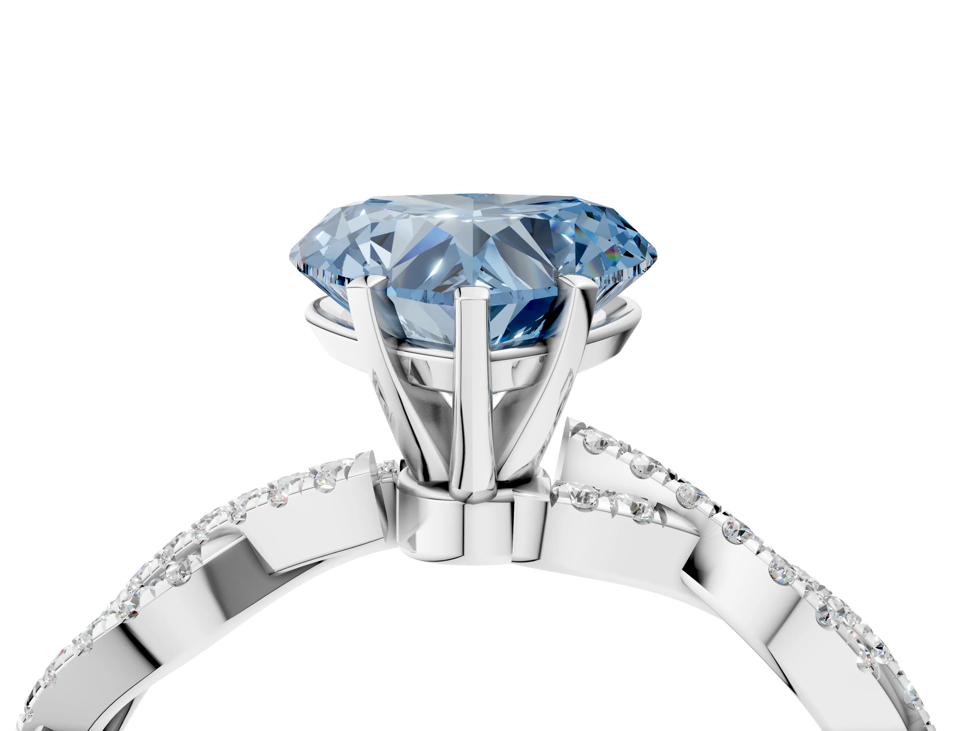 White gold Fancy Blue Heart Cut Solitaire Twisted Pave Band with Four-Prong Setting_19