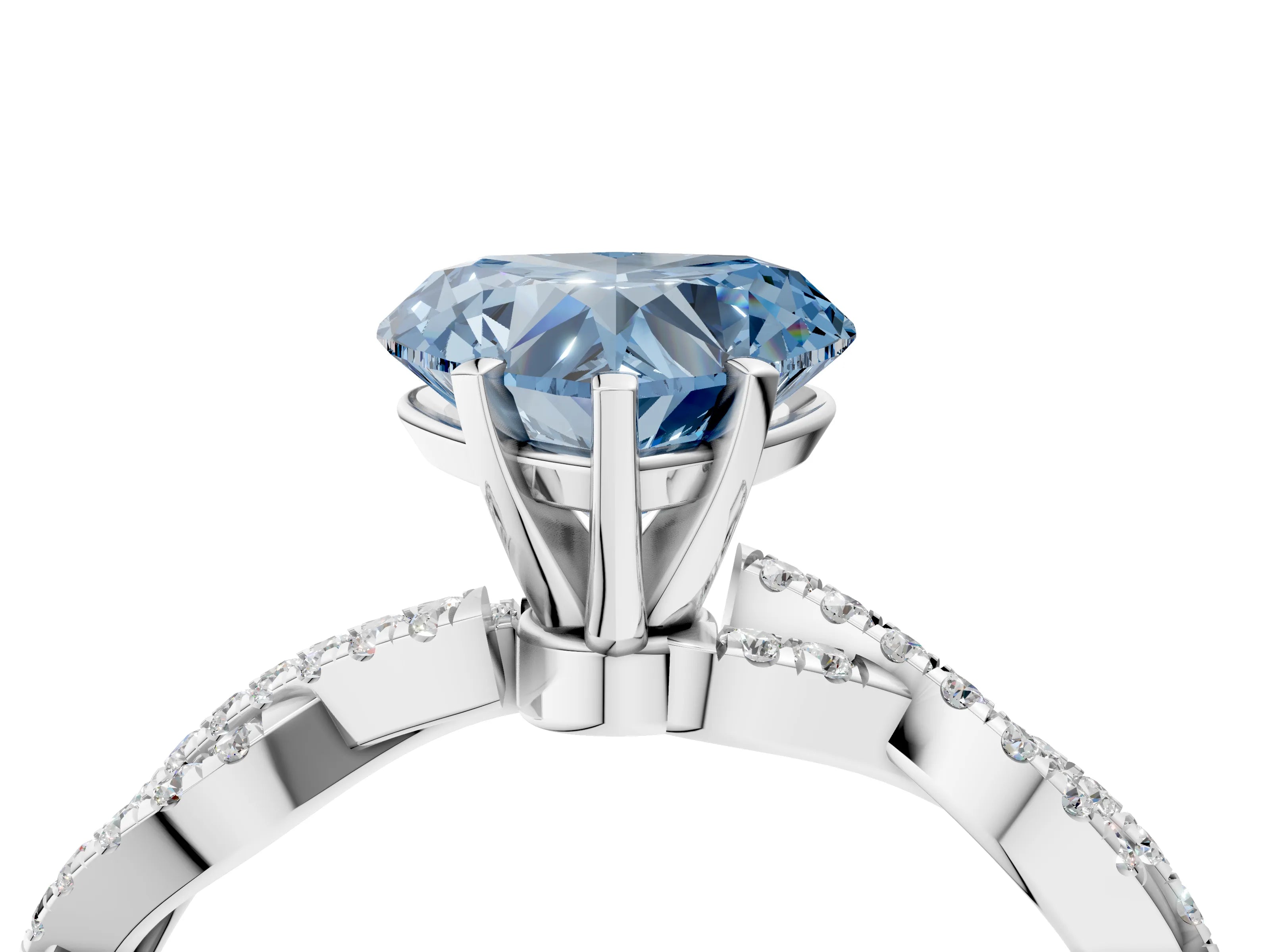White gold Fancy Blue Heart Cut Solitaire Twisted Pave Band with Four-Prong Setting_7