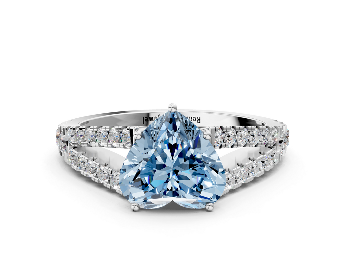 White gold Fancy Blue Heart  Cut Split Shank Pave Diamond Engagement Ring with Four-Prong Setting_24