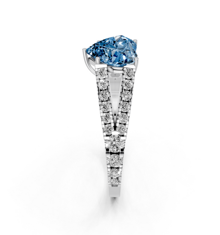 White gold Fancy Blue Heart  Cut Split Shank Pave Engagement Ring with Four-Prong Setting_4