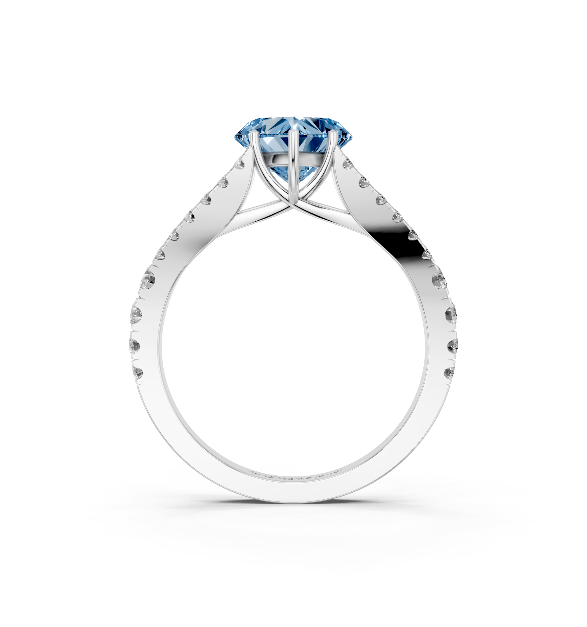 White gold Fancy Blue Heart  Cut Split Shank Pave Engagement Ring with Four-Prong Setting_5