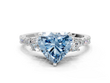 White gold Fancy Blue Heart  Cut Three-Stone Diamond Pavé Band with Prong Setting_17