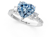 White gold Fancy Blue Heart  Cut Three-Stone Diamond Pavé Band with Prong Setting_18