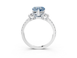 White gold Fancy Blue Heart  Cut Three-Stone Diamond Pavé Band with Prong Setting_20