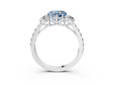 White gold Fancy Blue Heart  Cut Three-Stone Diamond Pave Band with Prong Setting_40