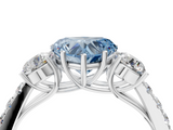 White gold Fancy Blue Heart  Cut Three-Stone Diamond Pave Band with Prong Setting_41