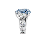 White gold Fancy Blue Heart  Cut Three-Stone Diamond Pave Band with Prong Setting_42