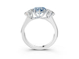 White gold Fancy Blue Heart Cut Three-Stone Diamond Ring with Prong Setting on a Classic Band_10