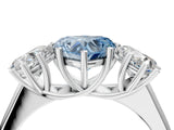 White gold Fancy Blue Heart Cut Three-Stone Diamond Ring with Prong Setting on a Classic Band_16