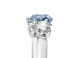 White gold Fancy Blue Heart Cut Three-Stone Diamond Ring with Prong Setting on a Classic Band_17