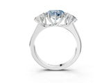 White gold Fancy Blue Heart Cut Three-Stone Diamond Ring with Prong Setting on a Classic Band_28