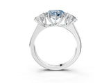 White gold Fancy Blue Heart Cut Three-Stone Diamond Ring with Prong Setting on a Classic Band_3