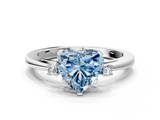 White gold Fancy Blue Heart  Cut Three-Stone Solitaire Ring with Round Accent Diamonds and Four-Prong Setting_18