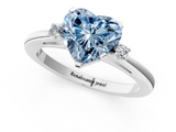 White gold Fancy Blue Heart  Cut Three-Stone Solitaire Ring with Round Accent Diamonds and Four-Prong Setting_21