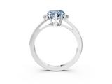 White gold Fancy Blue Heart  Cut Three-Stone Solitaire Ring with Round Accent Diamonds and Four-Prong Setting_21