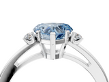 White gold Fancy Blue Heart  Cut Three-Stone Solitaire Ring with Round Accent Diamonds and Four-Prong Setting_22