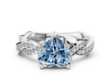 White gold Fancy Blue Heart  Cut Twisted Pavé Band Solitaire Ring with Four-Prong Setting_55