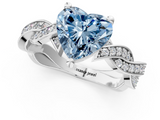 White gold Fancy Blue Heart  Cut Twisted Pavé Band Solitaire Ring with Four-Prong Setting_56