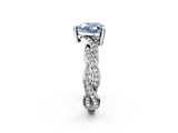 White gold Fancy Blue Heart  Cut Twisted Pavé Band Solitaire Ring with Four-Prong Setting_57