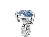 White gold Fancy Blue Heart  Cut Twisted Pavé Band Solitaire Ring with Four-Prong Setting_61