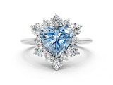 White gold Fancy Blue Heart  Diamond Cluster Halo Ring with Solitaire Band and Four-Prong Setting_20