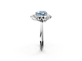 White gold Fancy Blue Heart  Diamond Cluster Halo Ring with Solitaire Band and Four-Prong Setting_22