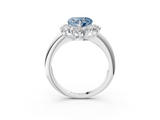White gold Fancy Blue Heart  Diamond Cluster Halo Ring with Solitaire Band and Four-Prong Setting_23