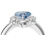 White gold Fancy Blue Heart  Diamond Cluster Halo Ring with Solitaire Band and Four-Prong Setting_24