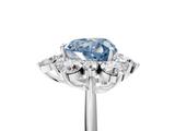 White gold Fancy Blue Heart  Diamond Cluster Halo Ring with Solitaire Band and Four-Prong Setting_24