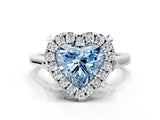 White gold Fancy Blue Heart  Diamond Cluster Halo Solitaire with Four-Prong Setting_106