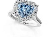 White gold Fancy Blue Heart  Diamond Cluster Halo Solitaire with Four-Prong Setting_107