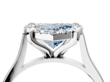 White gold Fancy Blue Heart  Diamond Cluster Halo Solitaire with Four-Prong Setting_110