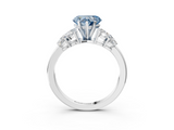 White gold Fancy Blue Heart  Diamond Cluster Leaf Design Ring with Prong Setting_72