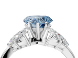 White gold Fancy Blue Heart  Diamond Cluster Leaf Design Ring with Prong Setting_74