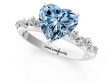 White gold Fancy Blue Heart  Diamond Cluster Prong-Set Solitaire Ring_56
