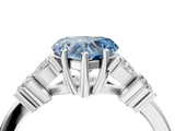 White gold Fancy Blue Heart  Diamond Floral Cluster Ring with Solitaire Band and Prong Setting_46