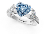 White gold Fancy Blue Heart  Diamond Floral Vine Solitaire Engagement Ring_4