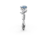 White gold Fancy Blue Heart  Diamond Floral Vine Solitaire Engagement Ring_5