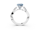 White gold Fancy Blue Heart  Diamond Floral Vine Solitaire Engagement Ring_6