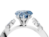 White gold Fancy Blue Heart  Diamond Floral Vine Solitaire Engagement Ring_7
