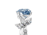 White gold Fancy Blue Heart  Diamond Floral Vine Solitaire Engagement Ring_8