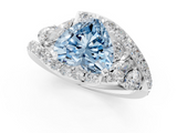 White gold Fancy Blue Heart  Diamond Halo Ring with Marquise and Pavé Band in Prong Setting_68