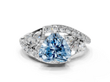 White gold Fancy Blue Heart  Diamond Halo Ring with Marquise and Pavé Band in Prong Setting_68